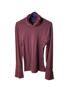 intimately free people mauve ribbed turtleneck bell sleeves size XL